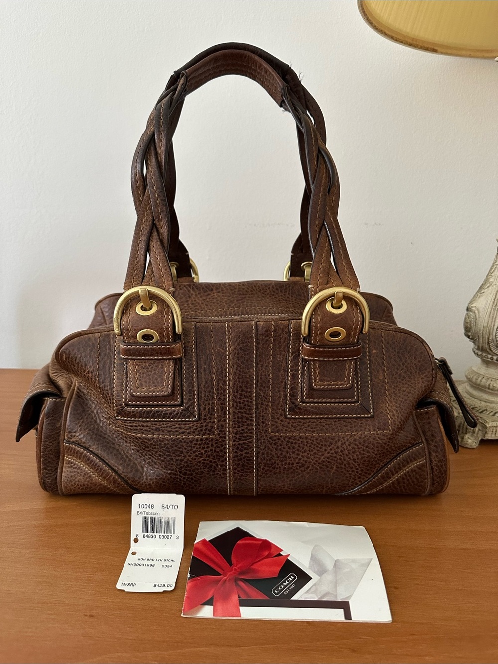 Coach Mia Soho satchel brown leather braided-handle shoulder bag